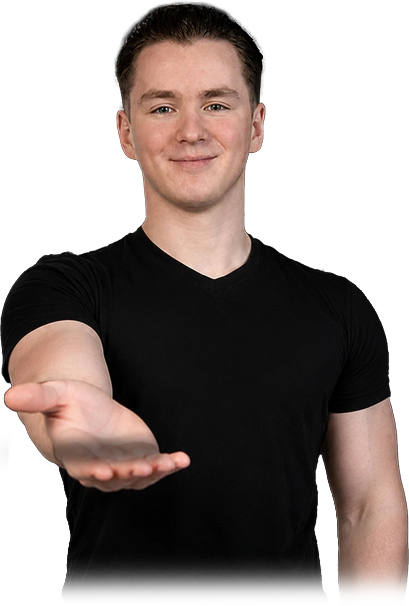 Eugene Shcherbakov holding a holographic Shopify logo